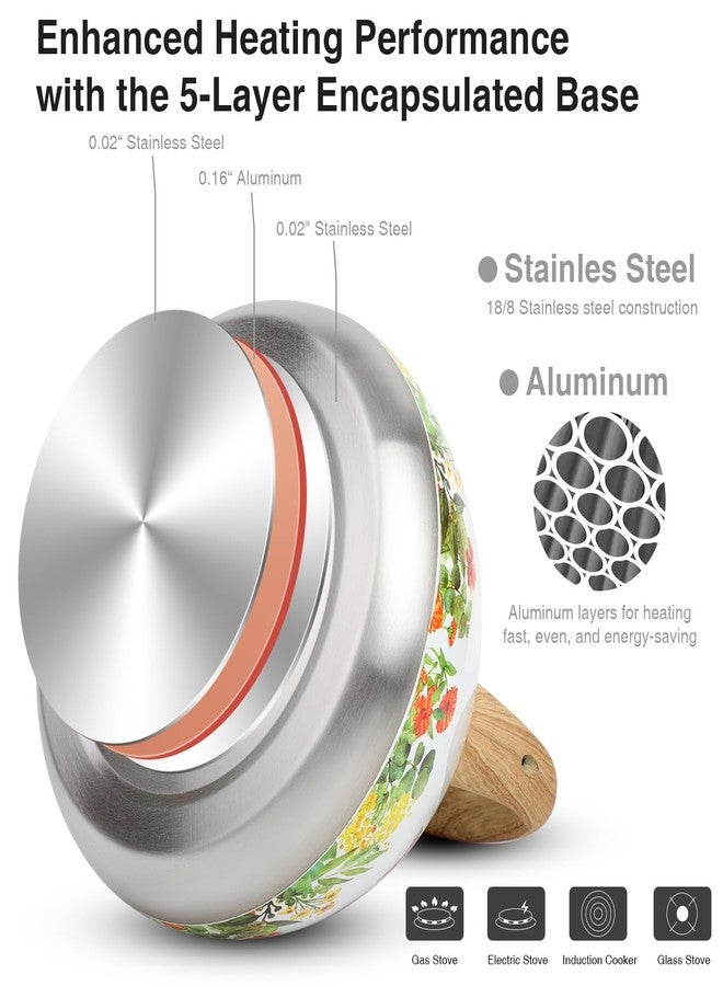 toptier Tea Kettle, Toptier Teapot Whistling Kettle with Wood Pattern Handle Loud Whistle, Food Grade Stainless Steel Tea Pot for Stovetops Induction Water Kettle, 2.7-Quart Butterfly - Image 4